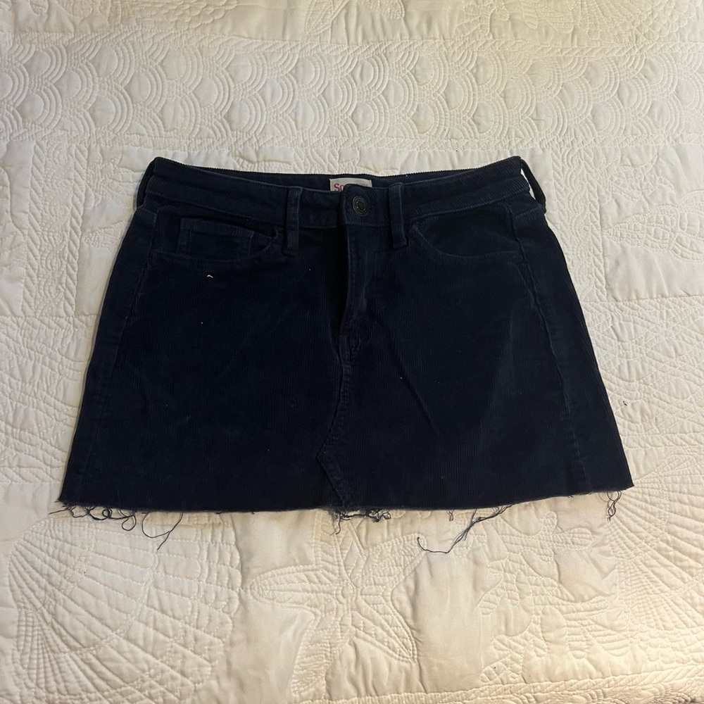 Navy Corduroy Mini Skirt